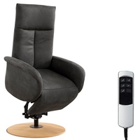 CAVADORE TV-Sessel Juba mit Akku / Fernsehsessel mit Aufstehhilfe + elektrisch verstellbarer Relaxfunktion / 2 E-Motoren / 75 x 112 x 82 / Lederoptik, Grau