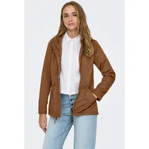 Only Parka "ONLLORCA LIFE CANVAS PARKA CC OTW", Damen, Gr. XS, braun (toasted coconut), Web, Obermaterial: 80% Polyester, 20% Baumwolle, unifarben, regular fit hüftlang, Jacken Parka, mit Kordelzug in der Taille