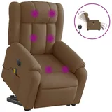 vidaXL Elektrischer Massagesessel mit Aufstehhilfe Braun Stoff