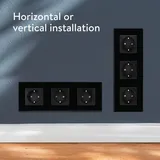 Navaris Glas Schuko Steckdose dreifach - mit Montagematerial - Design Schutzkontakt Wandsteckdose mit Glasrahmen - in Schwarz