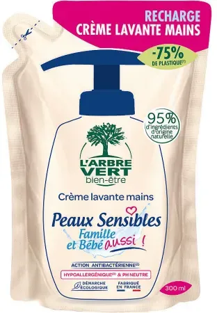 Arbre Vert Handwaschcreme Empfindliche Haut Nachfüllpackung 300ml