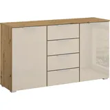 Rauch Kombikommode KOLUNA 120 x 81 x 42 cm Eiche Artisan / Glas Beige