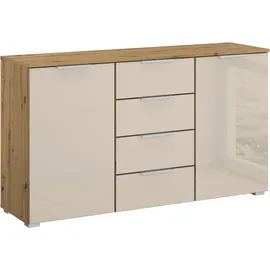 Rauch Kombikommode KOLUNA 120 x 81 x 42 cm Eiche Artisan / Glas Beige