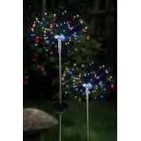 Bonetti 2er Set Solar Feuerwerk Licht, zusammen 120 LEDs, flexibel ausrichtbar, kabellos, moderne Solarleuchte für außen (bunt)