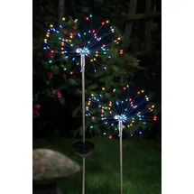 Bonetti 2er Set Solar Feuerwerk Licht, zusammen 120 LEDs, flexibel ausrichtbar, kabellos, moderne Solarleuchte für außen (bunt)