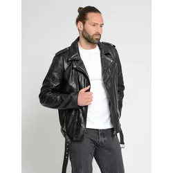 Lederjacke JCC "31022148", Herren, Gr. 48, schwarz, Oberstoff: 100% Lammleder / Innenfutter oberer Teil: 100% Polyester /Innenfutter unterer Teil: 100% Baumwolle / Ärmelfutter: 100% Polyester, Jacken