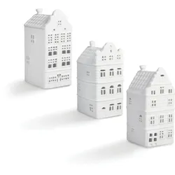 &klevering - Canal Haus Teelichthalter #3, weiß (3er-Set)