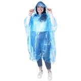 eBuyGB Regenponchos mit Kapuze, wasserdicht, für Erwachsene, 4 Stück XL transparent/blau