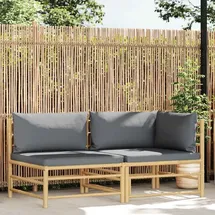 vidaXL Garten-Lounge-Set 2-tlg. dunkelgrau Bambus