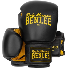 BENLEE Rocky Marciano Unisex – Erwachsene Draco Leather Boxing Glove, Black/Yellow, 10 oz