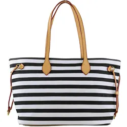 Schultertasche "Bademeister", Damen, Gr. B/H/T: 45cm x 27cm x 15cm one size, schwarz, Baumwolle, COLLEZIONE ALESSANDRO, Taschen, mit echt Leder Henkeln