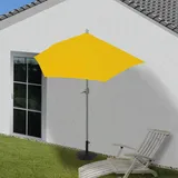 Mendler Sonnenschirm halbrund Parla, Halbschirm Balkonschirm, UV 50+ Polyester/Alu 3kg ~ 270cm gelb mit Ständer