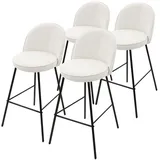 ML-Design Barhocker 4er Set Beige, Stoffbezug, H75 cm, gepolsterte Barstühle mit Metallgestell, Rückenlehne & Fußstütze, Küchenhocker Tresenhocker