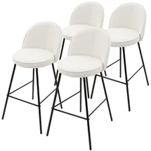 ML-Design Barhocker 4er Set Beige, Stoffbezug, H75 cm, gepolsterte Barstühle mit Metallgestell, Rückenlehne & Fußstütze, Küchenhocker Tresenhocker