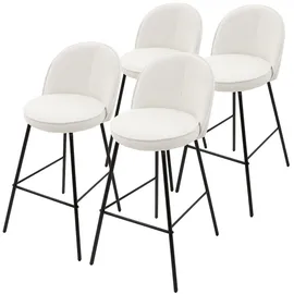 ML-Design Barhocker 4er Set Beige, Stoffbezug, H75 cm, gepolsterte Barstühle mit Metallgestell, Rückenlehne & Fußstütze, Küchenhocker Tresenhocker