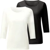 Casual Looks 3/4-Arm-Shirt CASUAL LOOKS "2er-Pack Shirts", Damen, Gr. 40, schwarz, ecru, 100% Baumwolle, unifarben, Rundhals, Shirts 3/4-Arm-Shirt