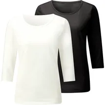 Casual Looks 3/4-Arm-Shirt CASUAL LOOKS "2er-Pack Shirts", Damen, Gr. 40, schwarz, ecru, 100% Baumwolle, unifarben, Rundhals, Shirts 3/4-Arm-Shirt