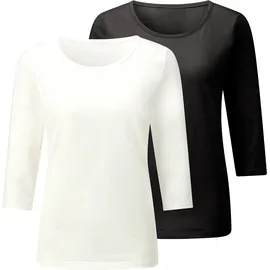 Casual Looks 3/4-Arm-Shirt CASUAL LOOKS "2er-Pack Shirts", Damen, Gr. 40, schwarz, ecru, 100% Baumwolle, unifarben, Rundhals, Shirts 3/4-Arm-Shirt