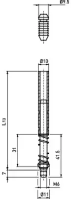 Treibriegelstange 1109,gefedert,Ø10x1.500mm,vz,M6