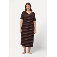 Ulla Popken Damen Nightgown, Stripes, Long Nachthemd, Schwarz, 50-52