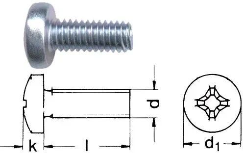 Linsenschraube mit Kreuzschlitz / verzinkt -  0,73 / 40 / 3,8