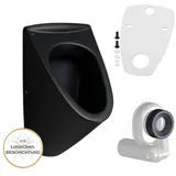 HGMBAD Urinal Onyx schwarz matt Zulauf von hinten mit LotusClean Beschichtung und Siphon Set