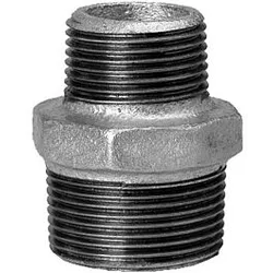 Hermann Schmidt Temperguss Doppelnippel 1 1/4" x 1" Aussengewinde, verzinkt, reduziert
