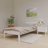 ESTADESIGN Set aus Massivholz Bett und Lattenrost – FSC-zertifiziertes Birkenholz, Stabil, Langlebig und Einfach zu Montieren, Skandinavisches Design für Moderne Schlafzimmer (Weiß, 100x200 cm)