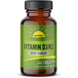 Vitamin D3/K2 hochdosiert, 240 Tabletten (je 10.000 IE Vitamin D3 und 200 μg Vitamin K2 all-trans), ohne unerwünschte Zusatzstoffe, Bonemis®