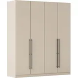rauch Kleiderschrank Drehtürenschrank Schrank Garderobe Wäscheschrank Schlafzimmer AVOLA (in 3 verschiedenen Ausstattungen BASIC/CLASSIC/PREMIUM) mit hochwertigen Stangengriffen in Schwarz aus Metall MADE IN GERMANY beige 181 cm x 210 cm x 54 cm