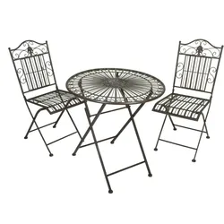 Balkonset MANGAN Metall Schwarzbraun Tisch Stuhl Garten