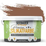 SEEBAUER diy Silikatfarbe Dunkelbraun 2,5L für Innen (No. 601 Chestnut Tree) Atmungsaktive Mineralfarbe für Allergiker - Abwaschbare Wandfarbe - Brauntöne hohe Deckkraft