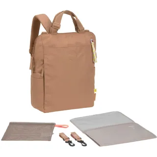 Lässig Wickelrucksack Wickeltasche mit Wickelunterlage, Kinderwagenbefestigung, Netztasche/GRE Conversion Backpack almond