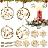Adventskranz Zahlen 1-4, Adventskranz Zahlen für Kerzen & Kerzenhalter,adventskranz Holz,Advent Kerzen Deko,Adventszahlen 1 2 3 4 Kerzenanhänger für Adventskranzkerzen Advent deko (B)