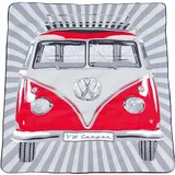 VW Collection - Volkswagen Picknickdecke 200x150 cm Wasserdicht Wärmeisoliert Garten Outdoor Stranddecke mit Tragetasche (Samba Stripes/Rot)