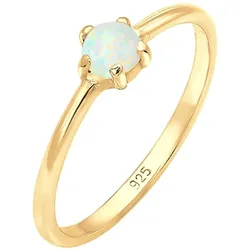 Elli Basic Trend Bandring Synthetischer Opal 925 Silber 52 Damen 