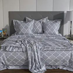 Intirilife Bettbezug 135 x 200 cm Kissenbezug 80 x x 80 cm - GRAU WEIß - Bettwäsche für Schlafzimmer und Kinderzimmer Jugendzimmer