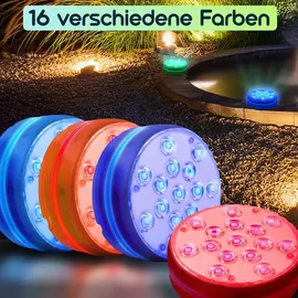 ideoon lights 4er Set Multicolor-LED-Unterwasserleuchte mit Fernbedienung