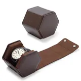 Papten 1 Slots Luxuriöses Echtleder Uhrenbox, Uhrenrolle Reisetasche Uhrengehäuse Für Männer Frauen (Kaffee)