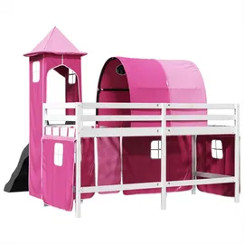 vidaXL Kinderhochbett mit Turm Rosa 80x200 cm Massivholz Kiefer