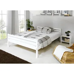 TiCAA Bett Nadine 140x200 Kiefer weiß lackiert