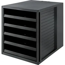 HAN Schubladenbox SCHRANK-SET KARMA, DIN A4, 5 offene Schubladen, öko-schwarz