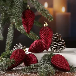 Christbaumschmuck ZAPFEN - Weihnachtsbaumschmuck - bruchfest - glitzernd - H:8cm...