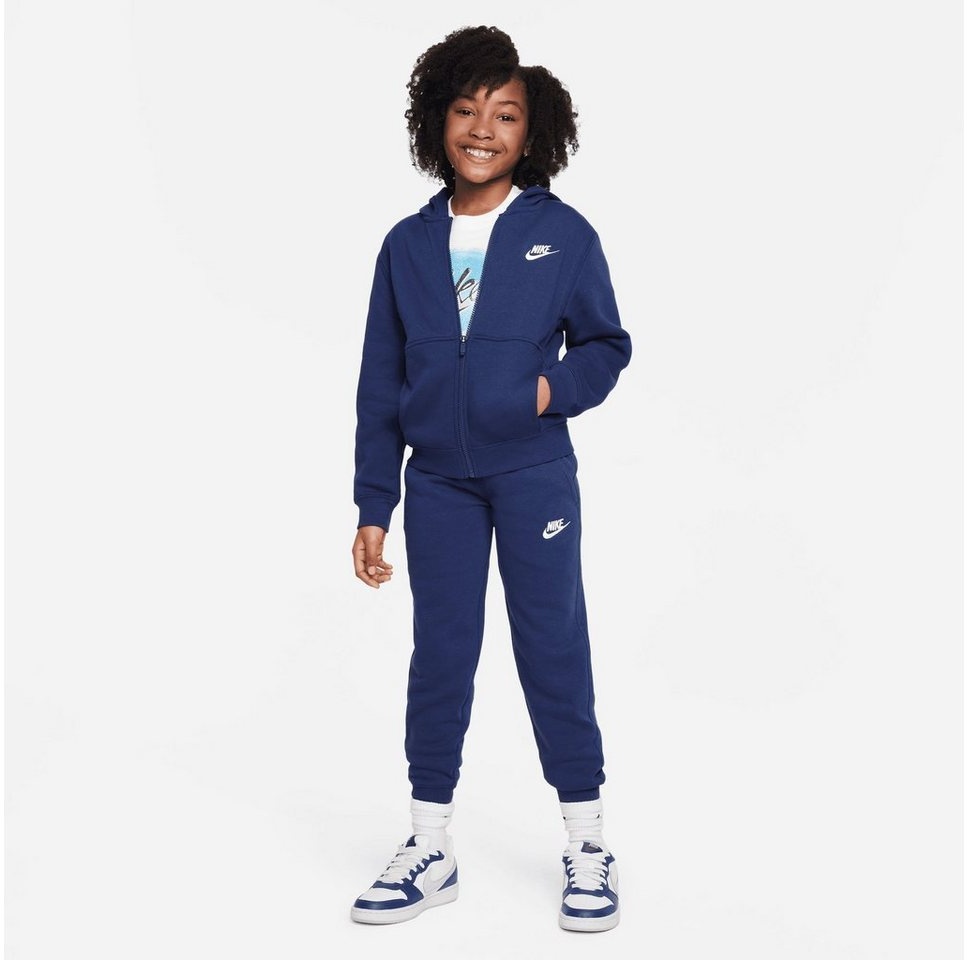 Nike Sportswear Trainingsanzug CLUB FLEECE BIG KIDS' FULL-ZIP TRACKSUIT blau M (140/146)