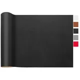 LOMUG Kunstleder Meterware 100 x 140cm Wasserdicht Leder Stoff Gekörnt lederimitat Texturiert lederstoff Leder Risse Reparieren Bezugsstoff Möbelstoff leder Patch für Autositze Sofa, Schwarz