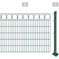 Arvotec Doppelstabmattenzaun "EASY 120 zum Aufschrauben "Ring" mit Zierleiste" Zaunelemente Zaunhöhe 120 cm, Zaunlänge 2 - 60 m Gr. H/L: 120cm x 16 m, Pfosten: 9 St., grün (dunkelgrün)