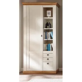 furn.design Stauraumschrank weiß Pinie, Eiche Wotan, Landhaus Mehrzweckschrank 102 x 204 cm, Hemsby