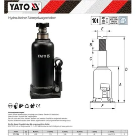 Yato Wagenheber Metall schwarz 0,5 m 5 t