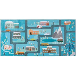 Kinderteppich blau Stadt-Motiv 80 x 150 cm KIGI