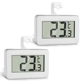 Romon Kühlschrankthermometer Thermometer Kühlschrank, 2 Stück Digital Kühlschrank Gefrierschrank, Küchenthermometer Innen, Wasserdicht Feuchtigkeitsfest, LCD-Display, Max/Min-Aufnahmefunktion, Weiß